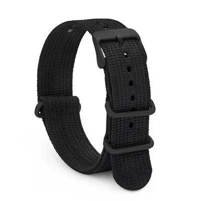 Nato-Style Nylon Watchbands 24mm Black Buckle, Black