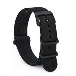 Bracelet de Nylon Style Nato 24mm Boucle Noir, Noir