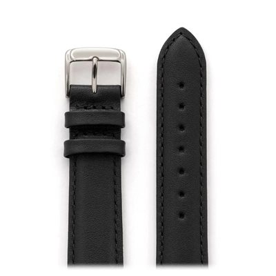 Men's Stitched Calfskin Leather Band 20mm,Black