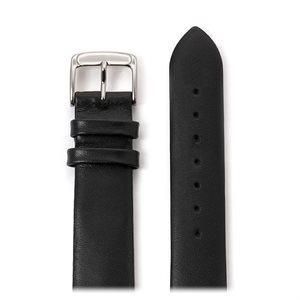 Men's Stitched Calfskin Leather Band 18mm,Black