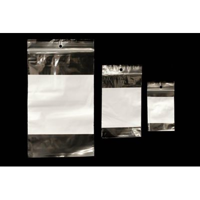 Plastic bags, white label, 2"x3", Pkg 100