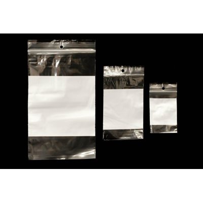 Sacs de plastique, étiquette blanche, 3x4 Pqt 100