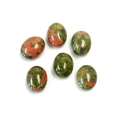 Epidote, 10mmx8mm, Oval Cabochon, Green and Red