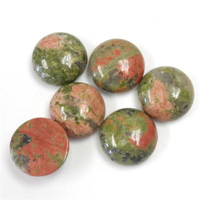 Épidote, 12.0mm, Rond, Cabochon, Vert et Rouge