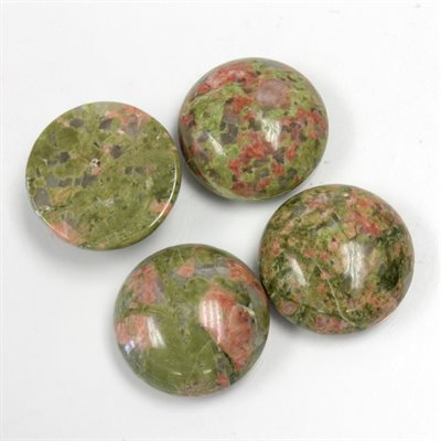 Épidote, 15.0mm, Rond, Cabochon, Vert et Rouge