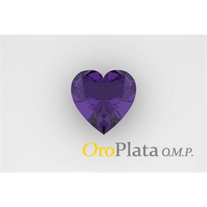 Fevrier , Zircon Cubic, 6.0, Coeur, Violet