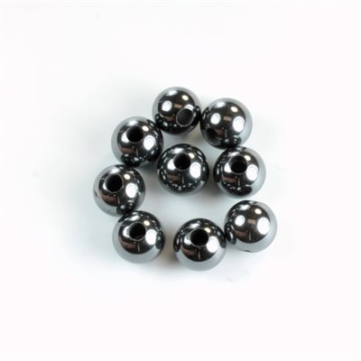 Hématite, 4.0mm, Boule, Demi-Percée, Noir