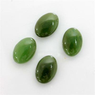 Jade, 14mmx10mm, Ovale, Cabochon, Vert