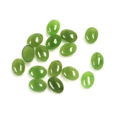 Jade, 7mmx5mm, Ovale, Cabochon, Vert