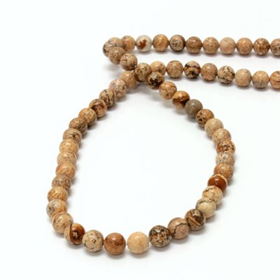 Jaspe, Leopard, 6.0mm, Collier, Brun Jaspe, Leopard, 6.0mm, Collier, Brun