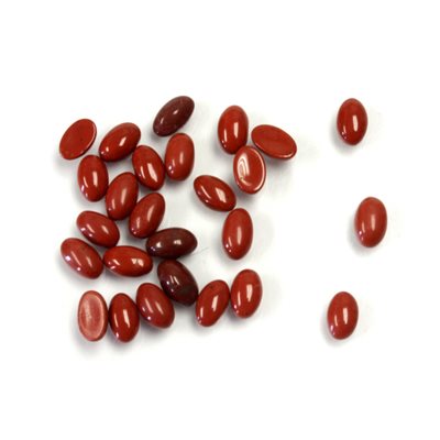 Jaspe, 5mmx3mm, Ovale, Cabochon, Rouge