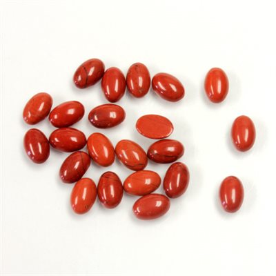 Jaspe, 6mmx4mm, Ovale, Cabochon, Rouge