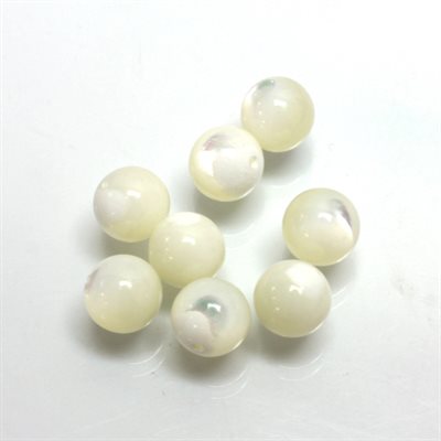 Nacre de perle, 10.0mm, Boule, Demi-Percée, Blanc