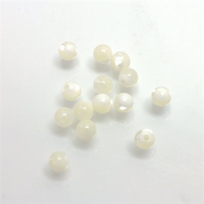 Nacre de perle, 5.0mm, Boule, Demi-Percée, Blanc