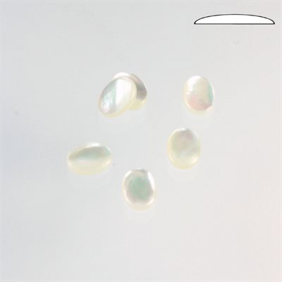 Nacre de perle, 8mmx6mm, Ovale, Cabochon, Blanc