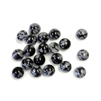 Obsidienne, Flocon de Neige, 5.0mm, Rond, Cabochon