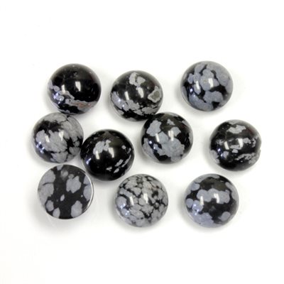 Obsidienne Flocon de Naige, 8.0mm, Rond, Cabochon