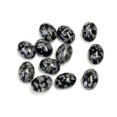 Obsidienne Flocon de Neige, 8x6mm, Ovale, Cabochon