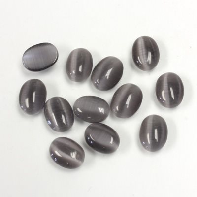 Cat Eye, Synthetic, 7mmx5mm, Oval Cabochon, Dark Gray