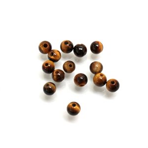 Oeil de Tigre, 3.0mm, Boule, Demi-Percée, Brun