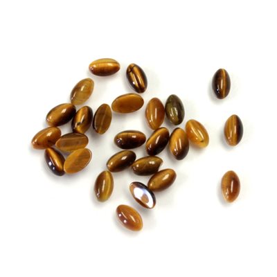 Oeil de Tigre, 5mmx3mm, Ovale, Cabochon, Brun Oeil de Tigre, 5mmx3mm, Ovale, Cabochon, Brun