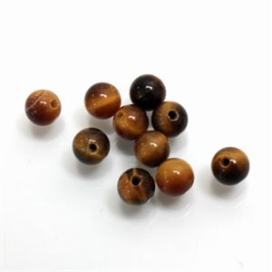 Oeil de Tigre, 6.0mm, Boule, Demi-Percée, Brun