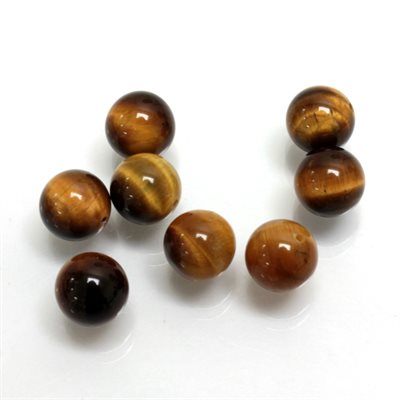 Oeil de Tigre, 8.0mm, Boule, Percée, Brun