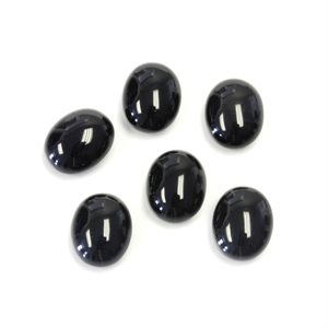 Onyx, 10mmx8mm, Oval, Cabochon, Black