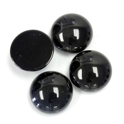 Onyx, 15.0mm, Rond, Cabochon, Noir