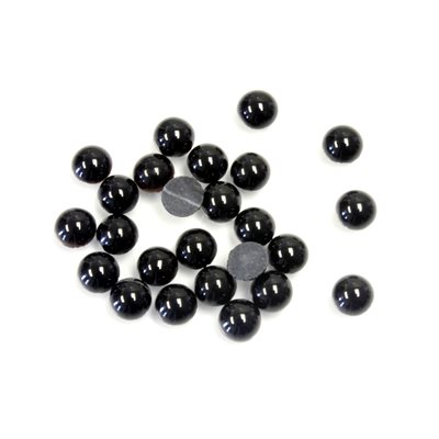 Onyx, 4.0mm, Round, Cabochon, Black