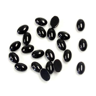 Onyx, 6mmx4mm, Oval, Cabochon, Black