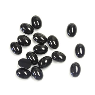 Onyx, 7mmx5mm, Oval, Cabochon, Black