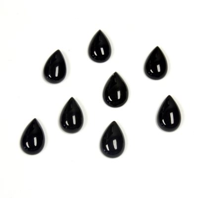 Onyx, 7mmx5mm, Pear, Cabochon, Black