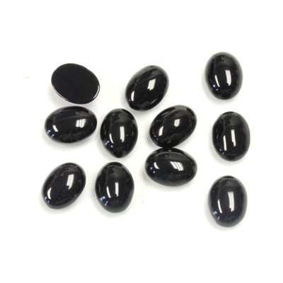 Onyx, 8mmx6mm, Oval, Cabochon, Black