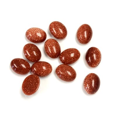 Sunstone, Synthetic, 8mmx6mm, Oval, Cabochon, Gold