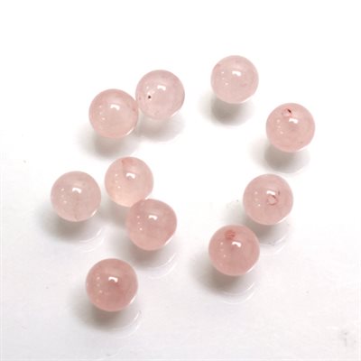 Rose Quartz, 6.0mm, Bead, Half Drilled, Rose