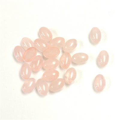 Rose Quartz, 6mmx4mm, Oval, Cabochon, Pink