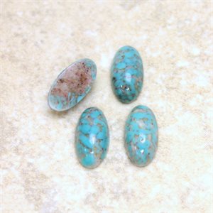 Turquoise, Matrix, Synthétique, 10mmx5mm, Ovale, Cabochon, Bleu