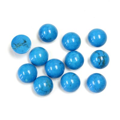 Howlite-Dyed Turquoise Matrix, 7.0, Round Cabochon